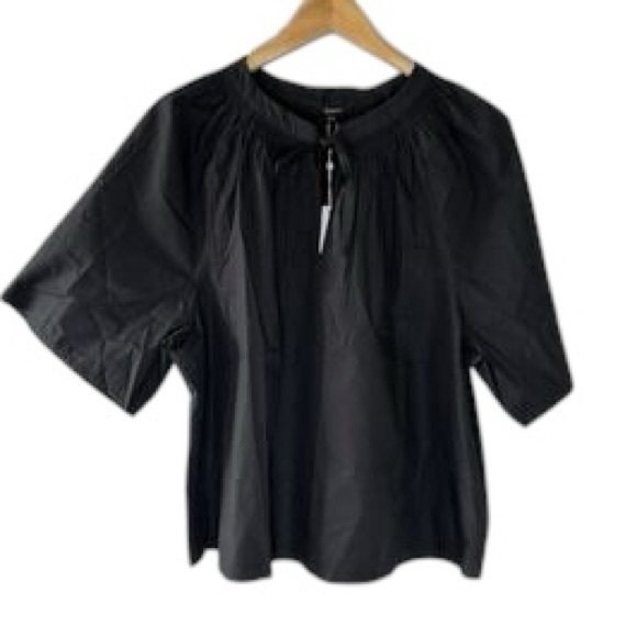 Quince 100% Organic Cotton Poplin Split Neck Flutter Sleeve Top Sz XS NEW - Picture 1 of 3